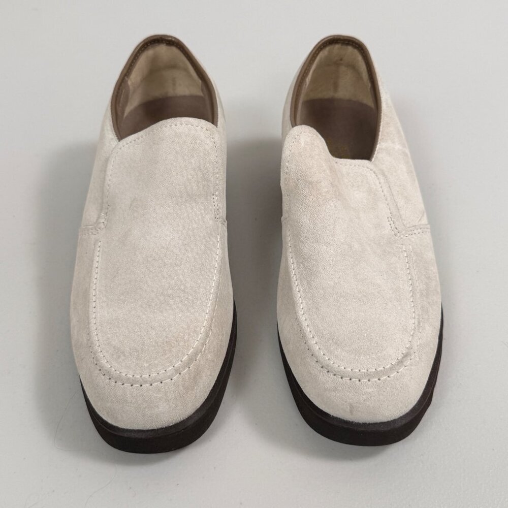 HUSH PUPPIES Suede Loafers Womens Size 9 Cream Beige Slip On Shoes - Picture 2 of 11